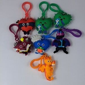 Lot of 7 American Heart Association Kids heart rubber heart charactor key chains